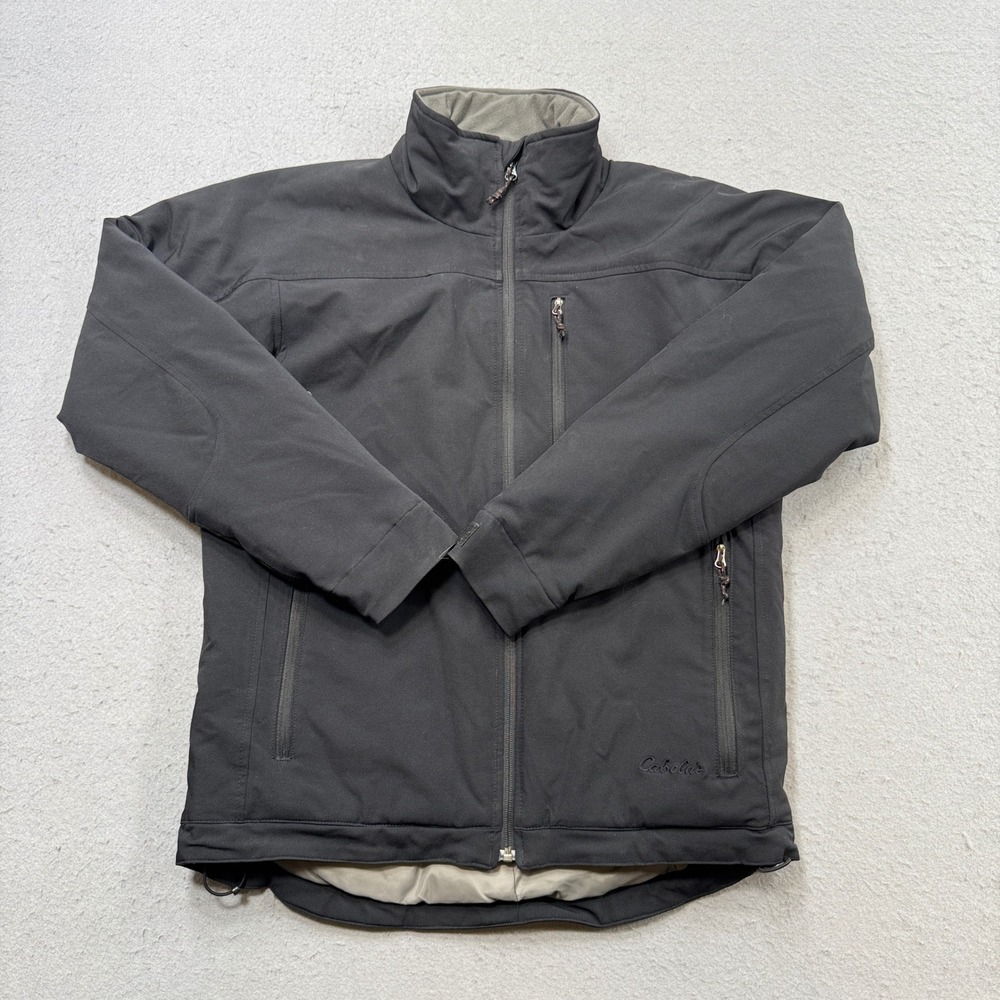 Vintage Cabelas Jacket Men's Small Black Quilted Softshell Hiking Windbreaker